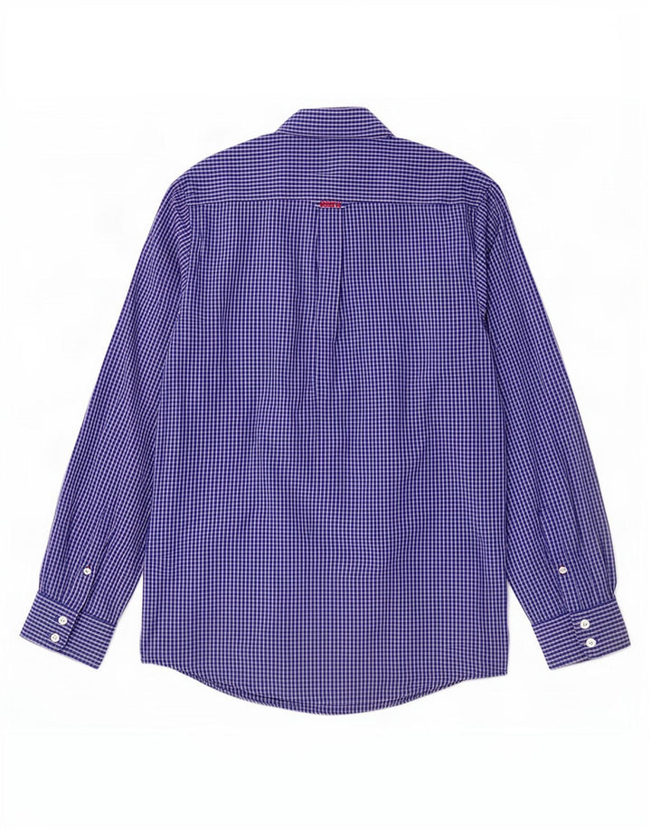Crew Clothing Chemise classique pour homme en coton à carreaux bleu moyen