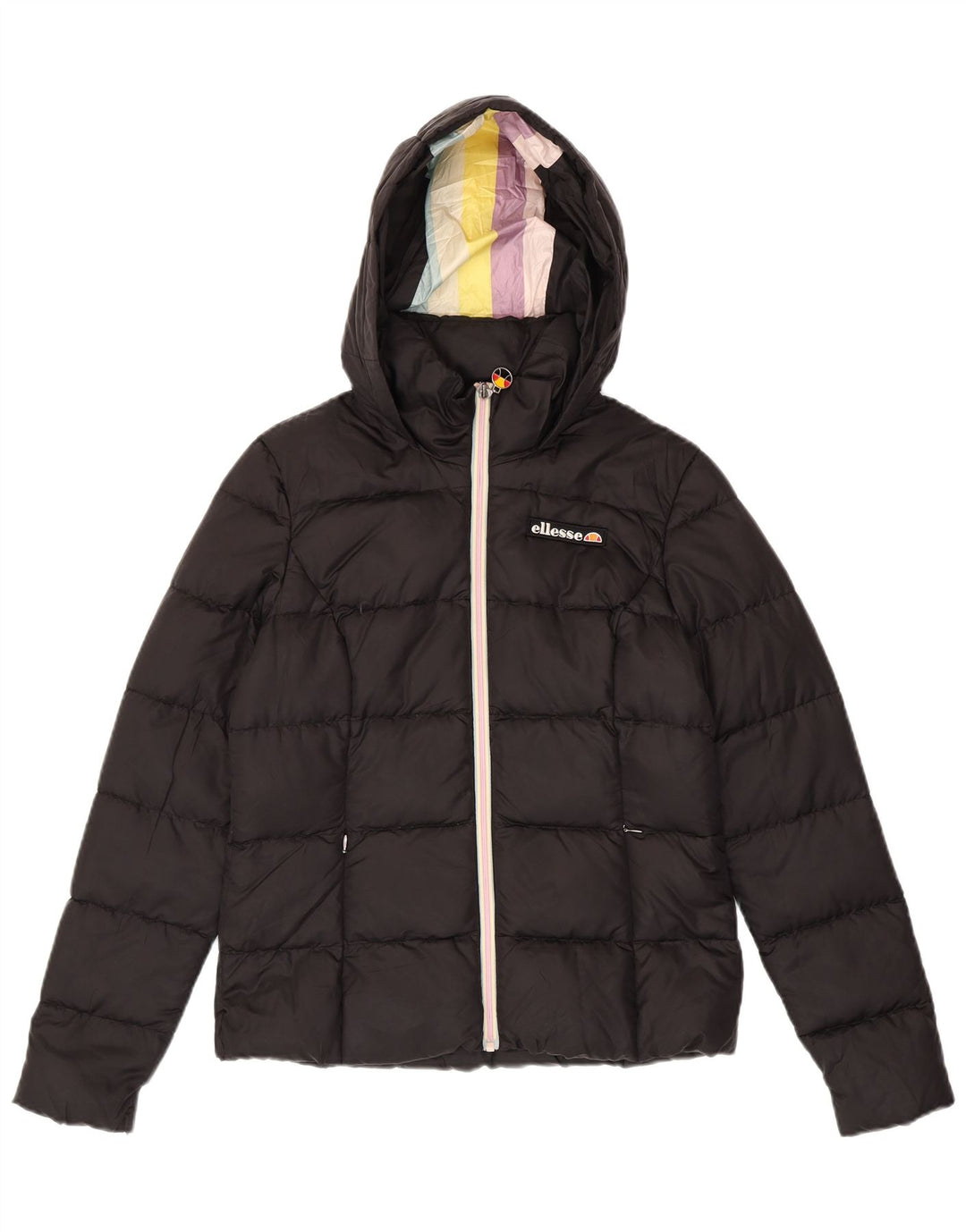 Ellesse Veste matelassée à capuche Heritage pour femme UK 10 Small Noir Nylon