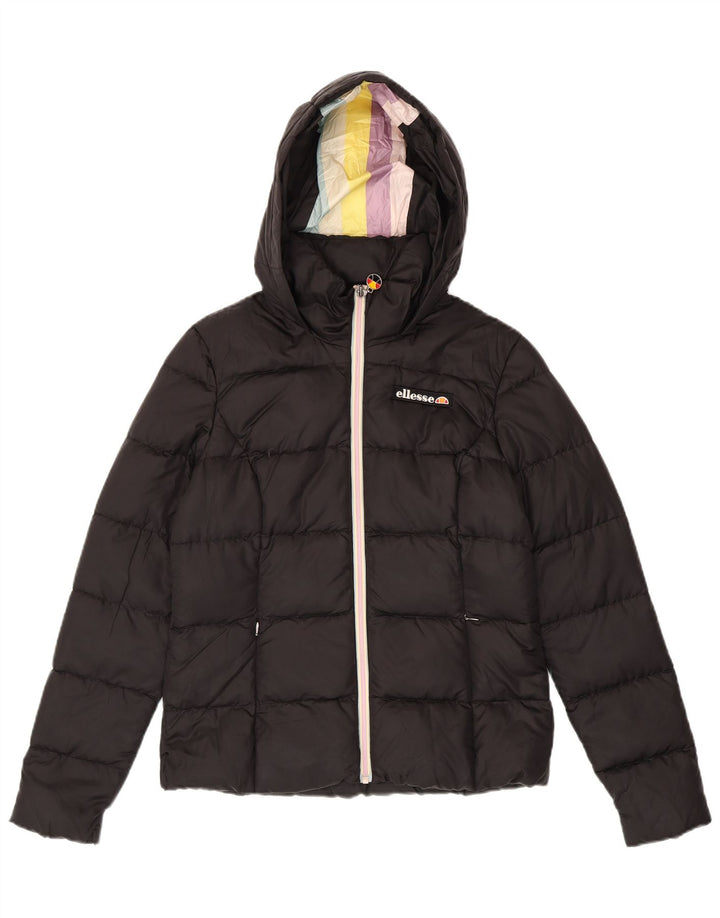 Ellesse Veste matelassée à capuche Heritage pour femme UK 10 Small Noir Nylon