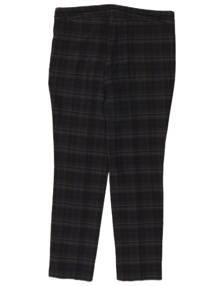 ZARA Womens Slim Casual Trousers Large W30 L28 Navy Blue Check Polyester