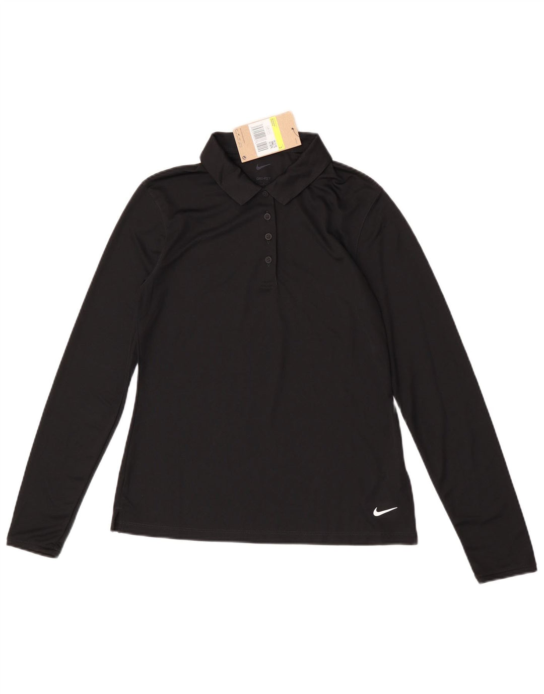 Nike Polo Dri Fit à manches longues pour femme Petit Noir Polyester