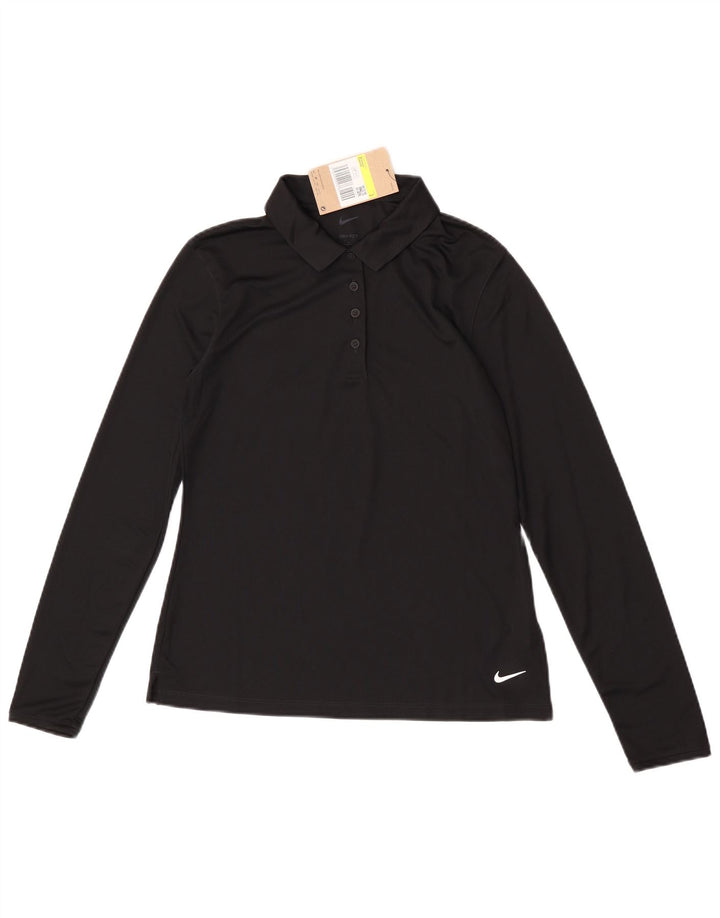 Nike Polo Dri Fit à manches longues pour femme Petit Noir Polyester
