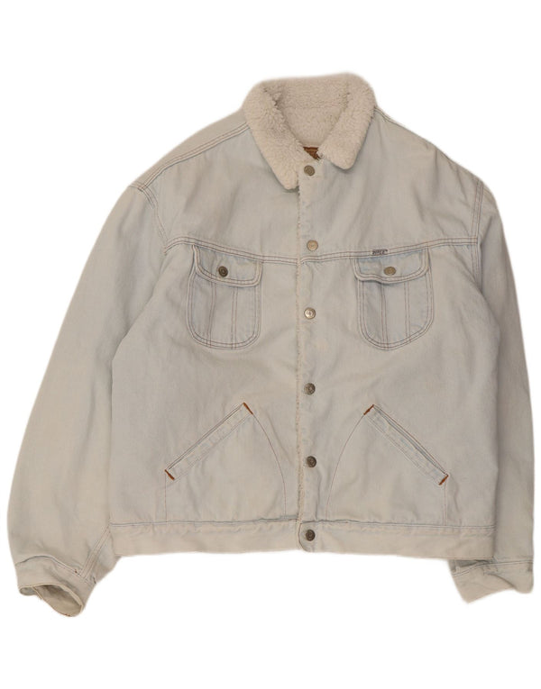 Rifle Veste en Jean Sherpa Homme UK 44 2XL Bleu Coton