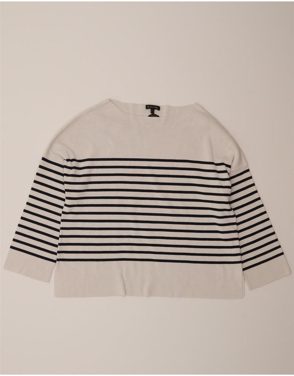 Massimo Dutti Haut surdimensionné à manches 3/4 pour femme UK 10 Petit rayé blanc