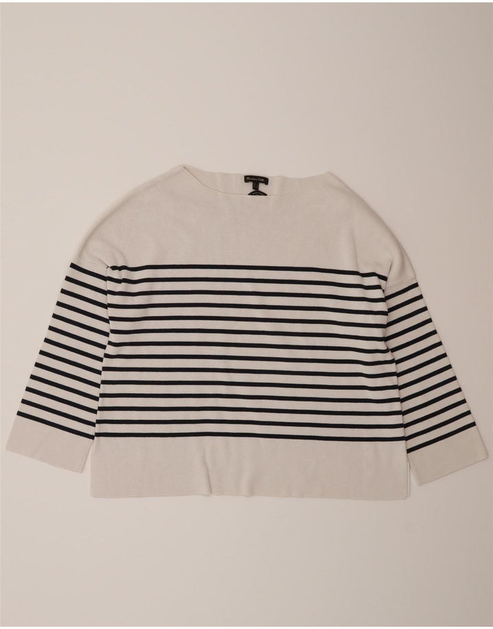 Massimo Dutti Haut surdimensionné à manches 3/4 pour femme UK 10 Petit rayé blanc