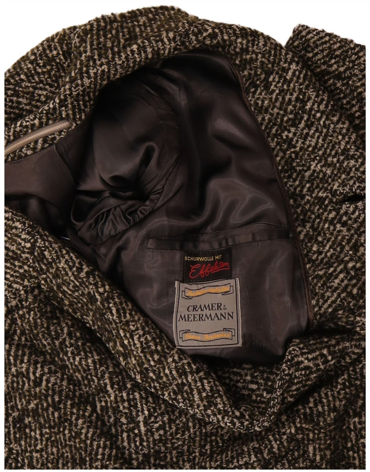 VINTAGE Manteau Homme UK 38 Laine Mouchetée Kaki Moyen