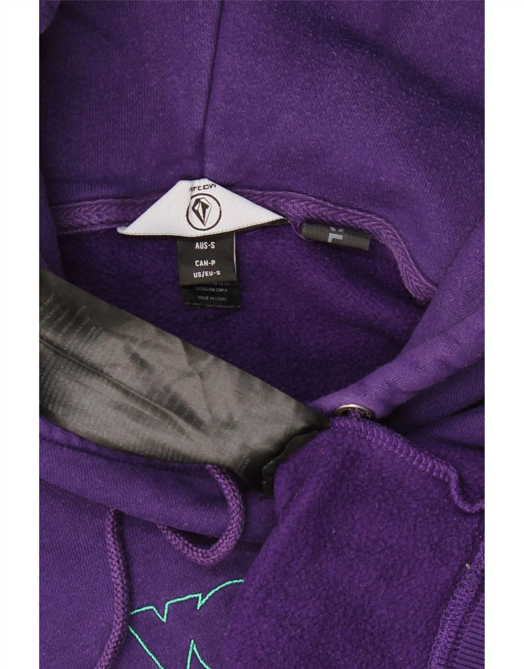 VOLCOM Pull à capuche surdimensionné graphique pour femme UK 10 Small Violet