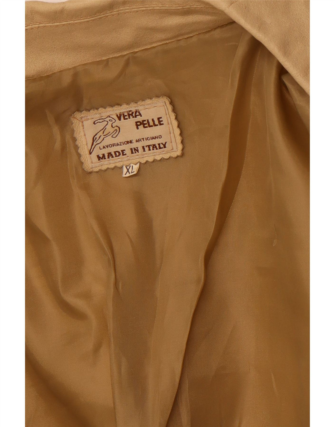 VINTAGE Veste en cuir femme UK 18 XL Cuir Beige