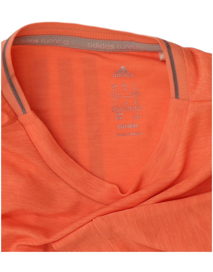 ADIDAS Womens Climalite T-Shirt Top UK 12/14 Medium Orange Polyester