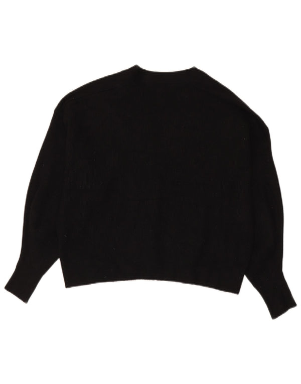 Zara Cardigan court surdimensionné pour femme UK 10 Petite viscose noire