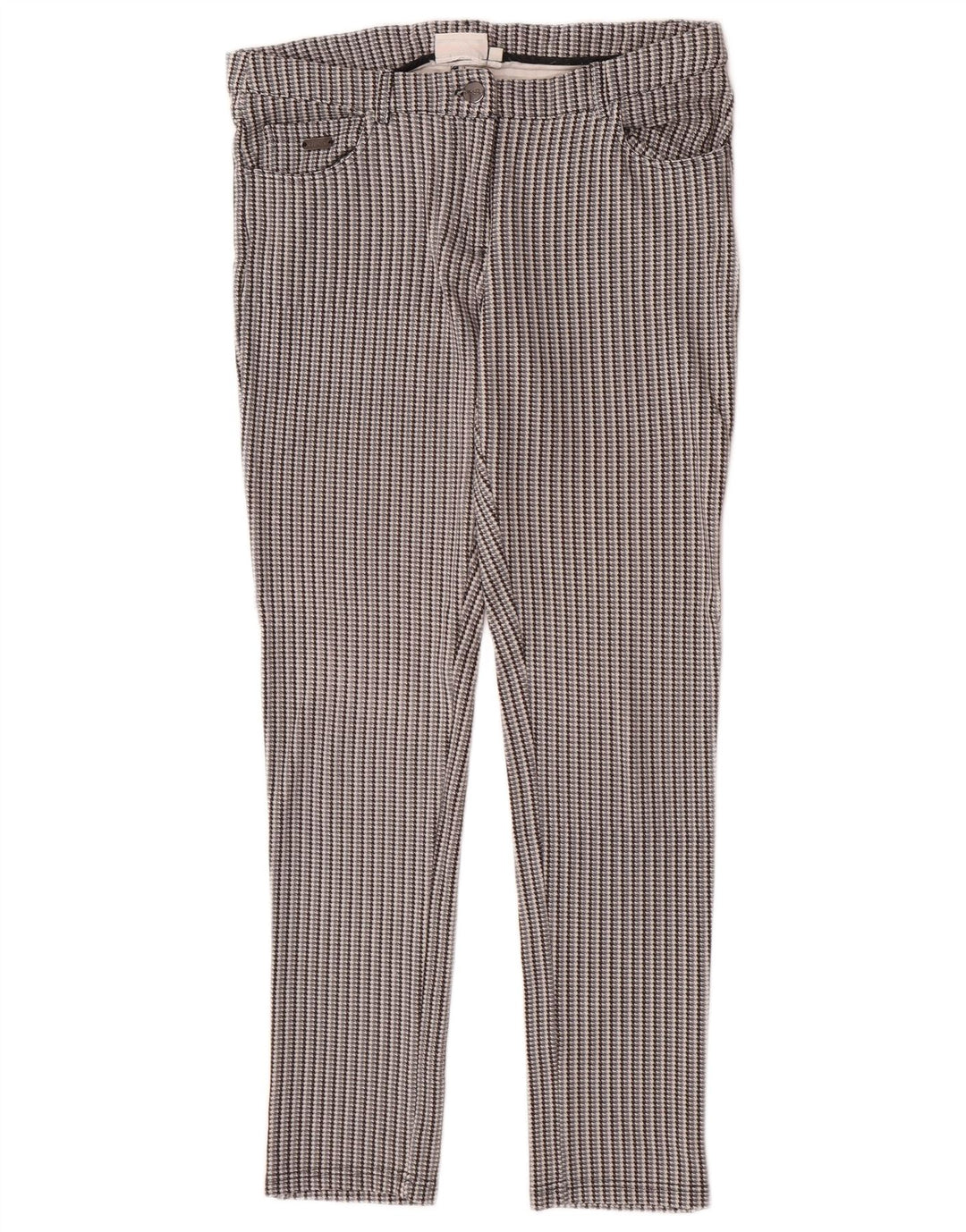 Ellesse Pantalon décontracté slim pour femme Medium W30 L28 Gris Pied-de-poule Viscose