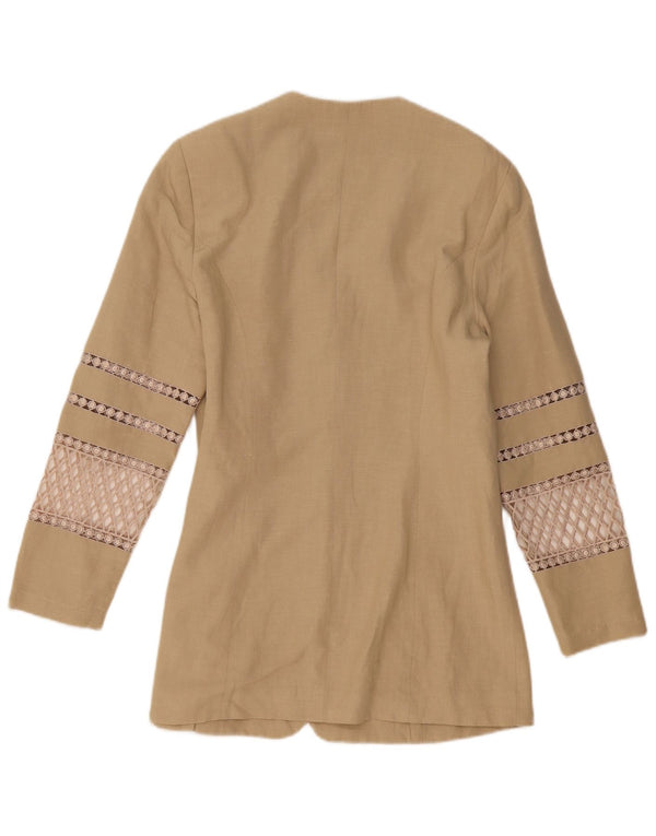 Gil Bret Veste Blazer 3 Boutons Femme UK 12 Lin Beige Moyen