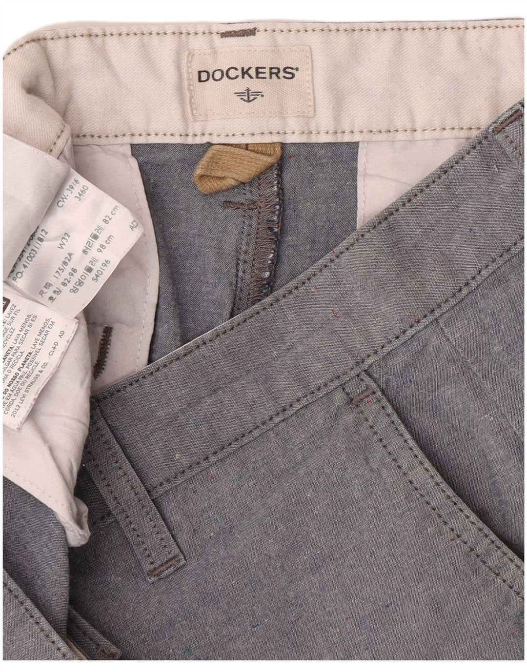 Dockers Short Chino Homme W32 Large Gris Coton