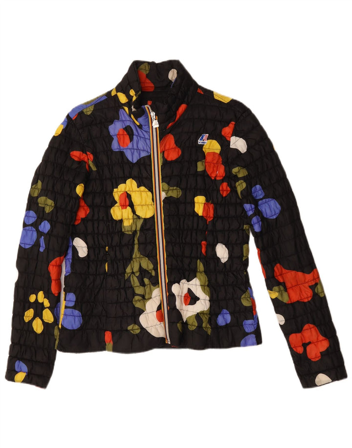 K-Way Veste matelassée pour femme UK 14 Grand Noir Floral