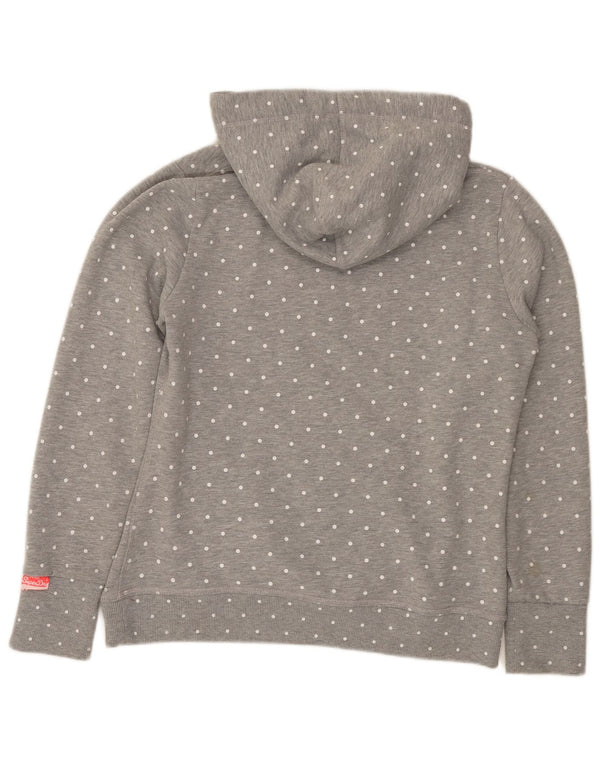 Superdry Pull à capuche graphique pour femme UK 18 XL Coton à pois gris