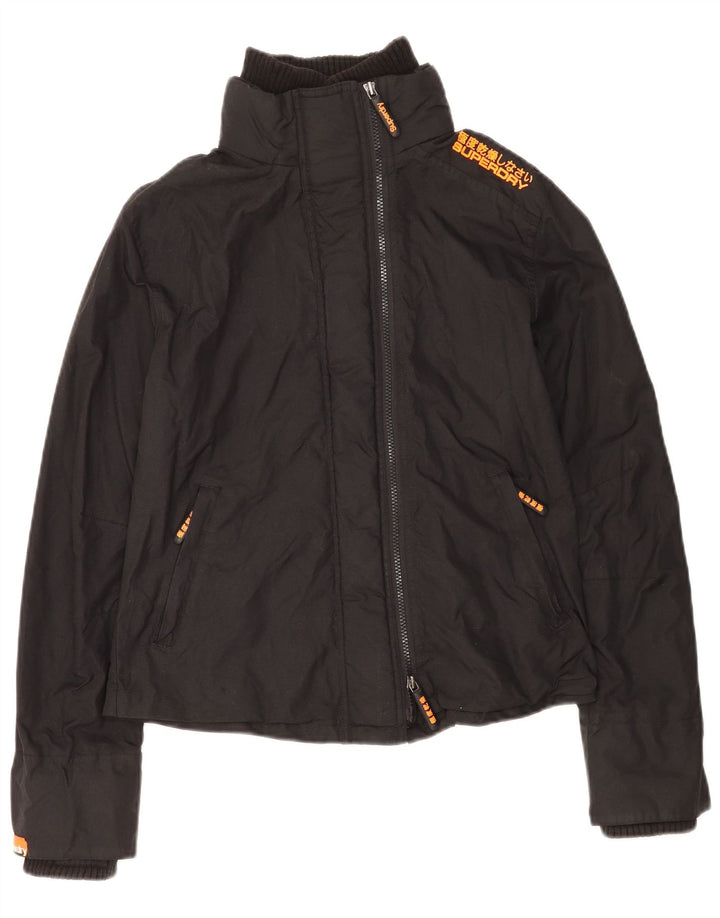 Superdry Veste de pluie graphique pour femme UK 16 Large Noir Nylon