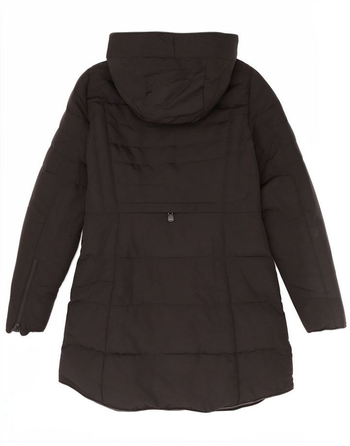 Zara Manteau rembourré à capuche pour femme UK 14 Medium Noir