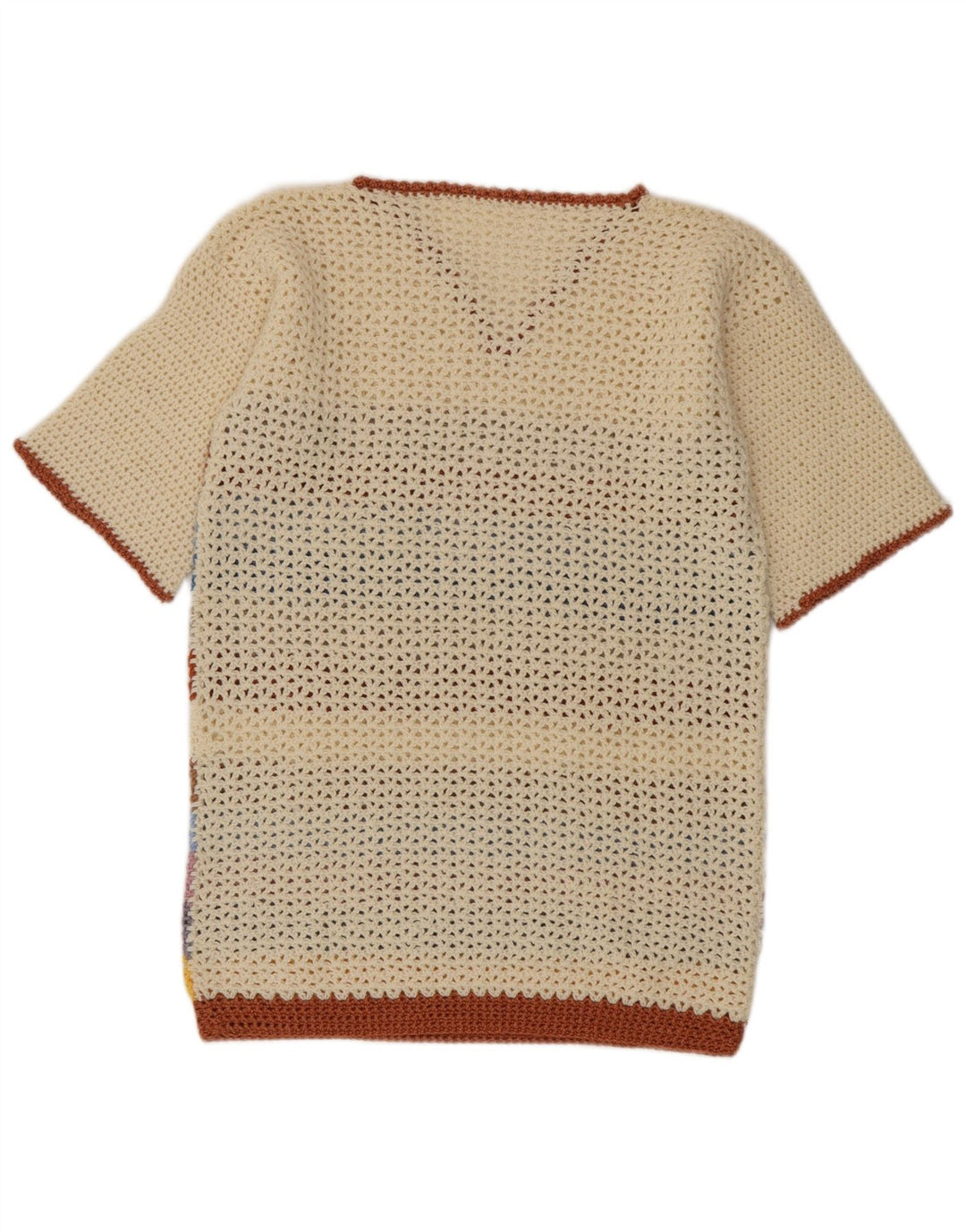 vintage Femme V-Col Jumper Pull UK 14 Moyen Multicolore Rayé