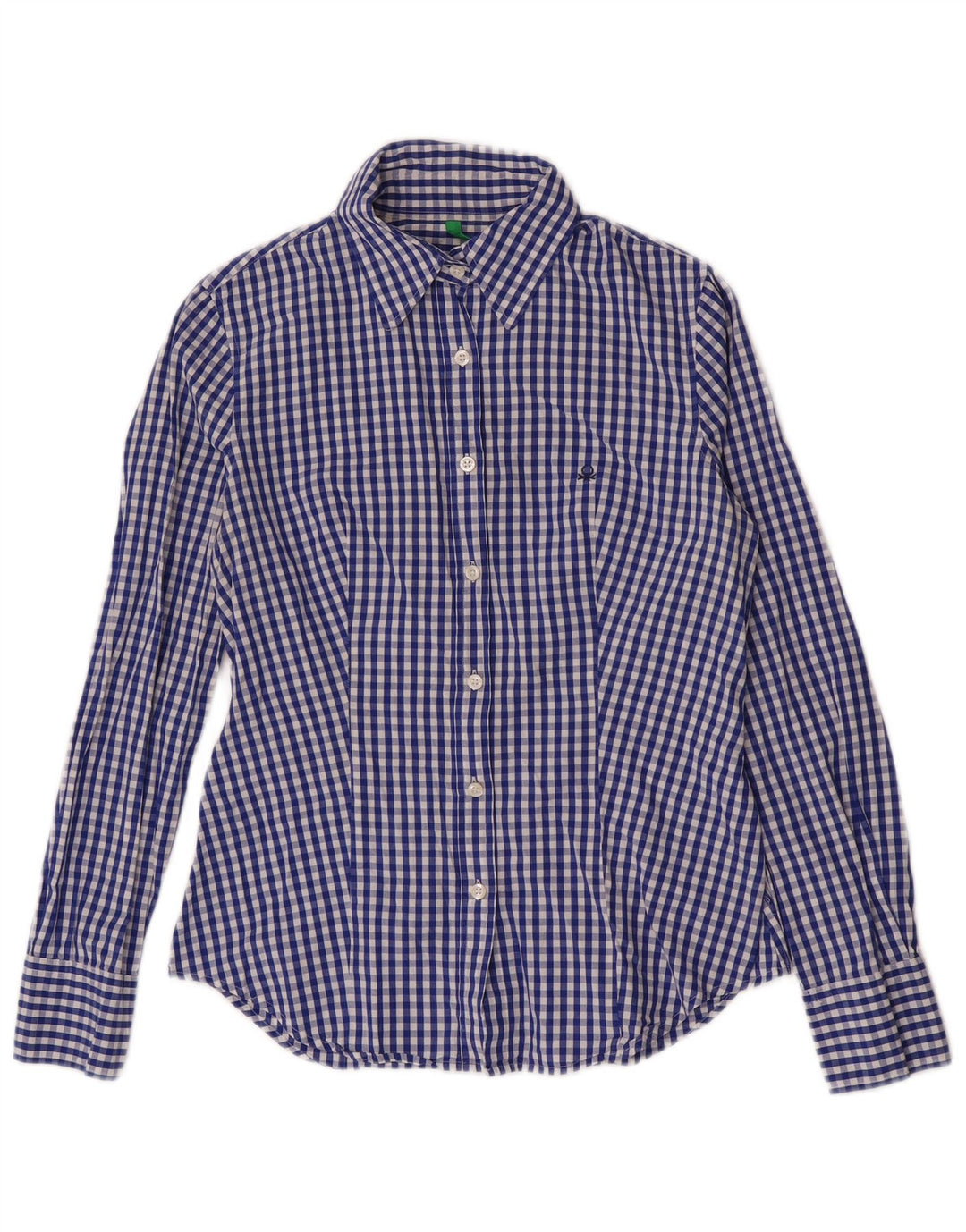 Benetton Chemise Femme UK 10 Petit Vichy Bleu Marine