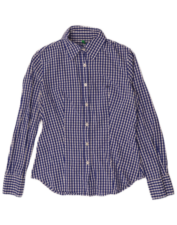 Benetton Chemise Femme UK 10 Petit Vichy Bleu Marine