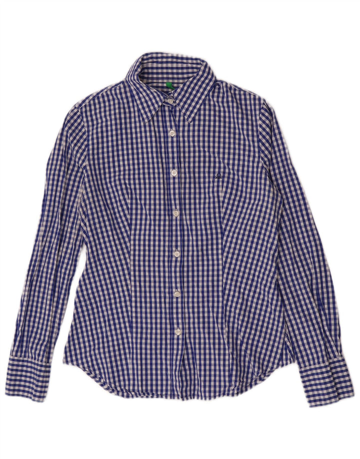 Benetton Chemise Femme UK 10 Petit Vichy Bleu Marine