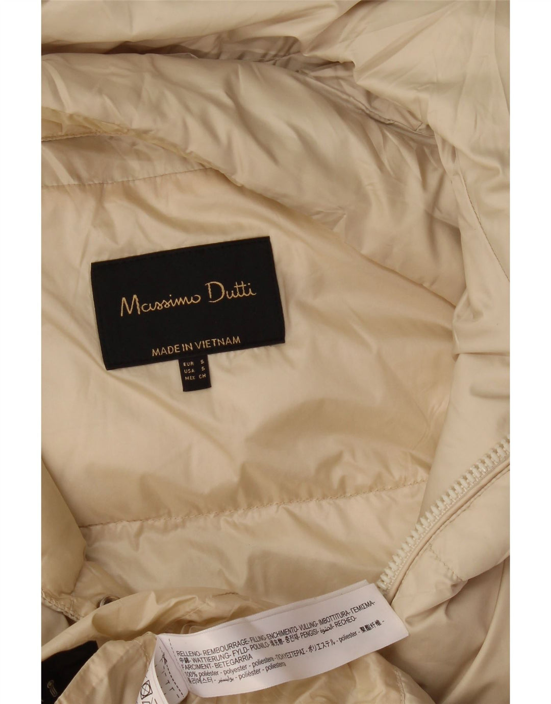 Massimo Dutti Manteau rembourré pour femme UK 10 Petit Polyester Blanc cassé