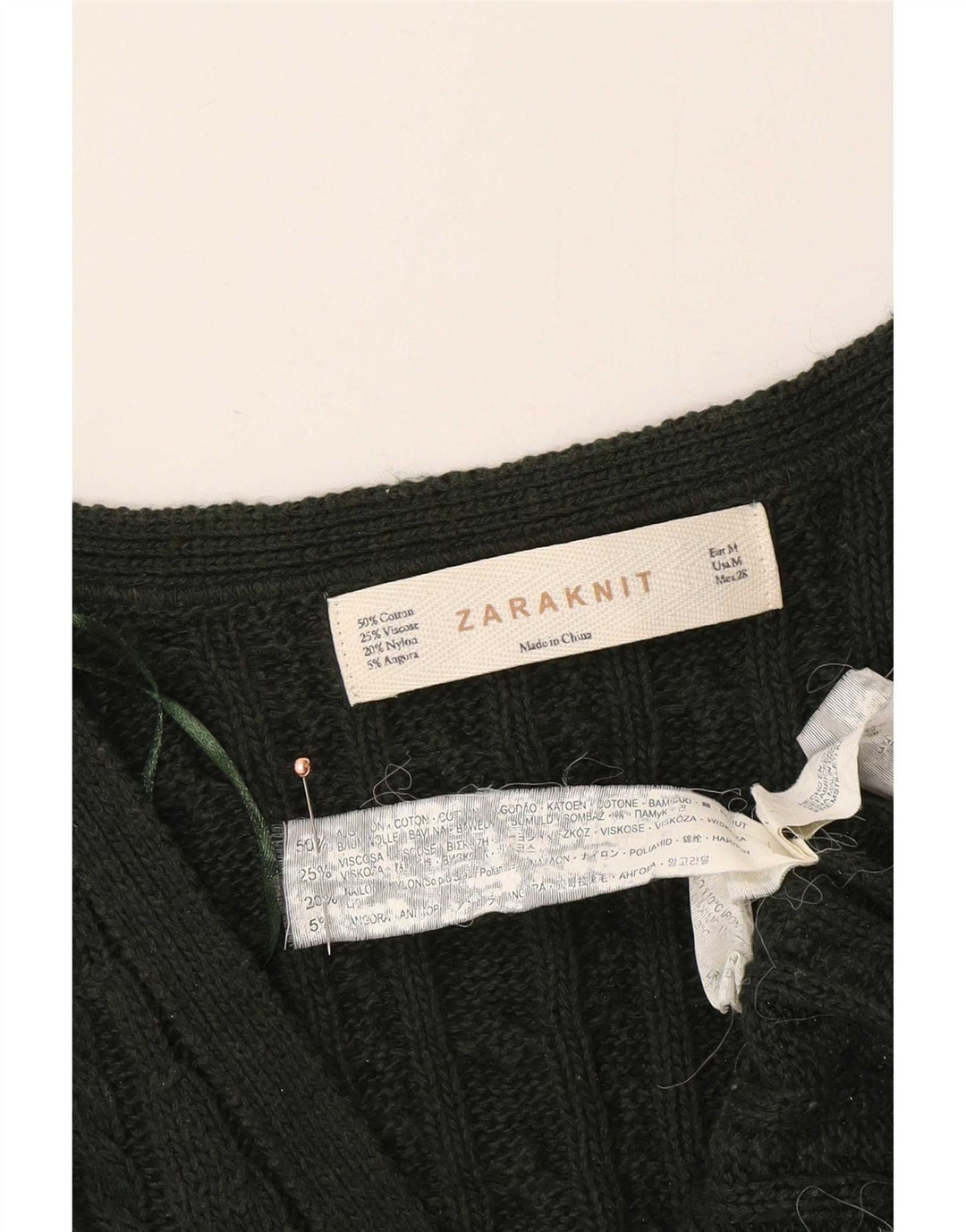Zara Cardigan Femme Pull UK 12 Coton Vert Moyen