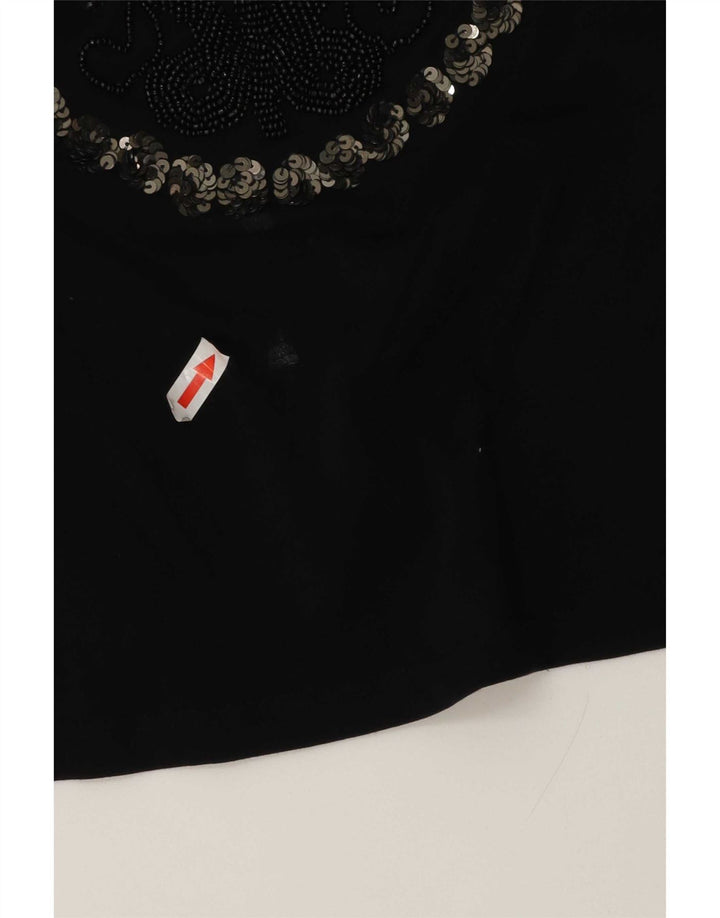 Diesel Haut graphique à manches longues pour femme UK 8 Small Noir Coton