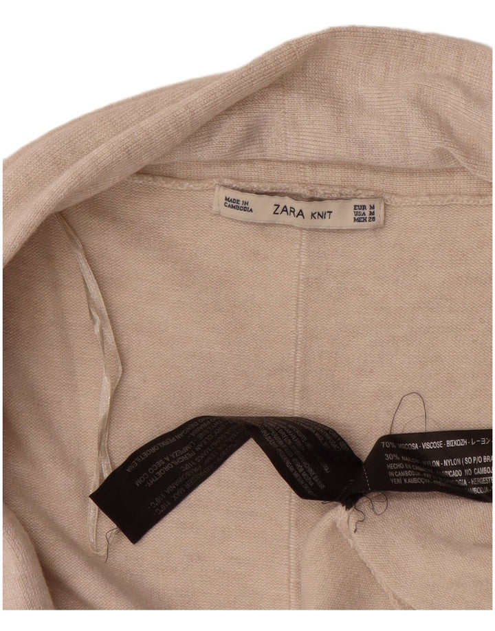 Zara Cardigan ouvert pour femme UK 14 Viscose beige moyen