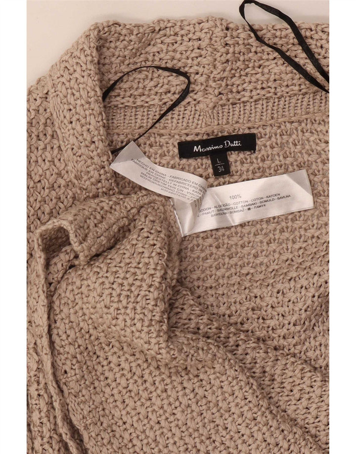 Massimo Dutti Pull Cardigan Ouvert pour Femme UK 16 Grand Coton Beige