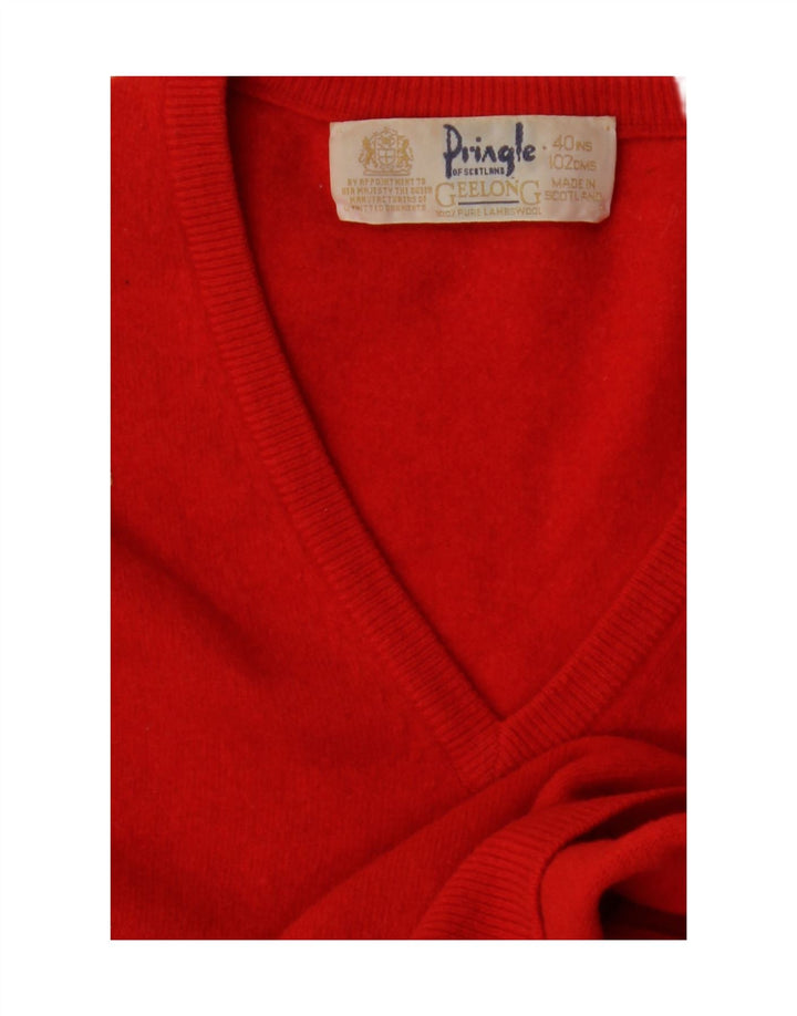 PRINGLE Pull court surdimensionné à col en V pour femme IT 40 Petit Rouge