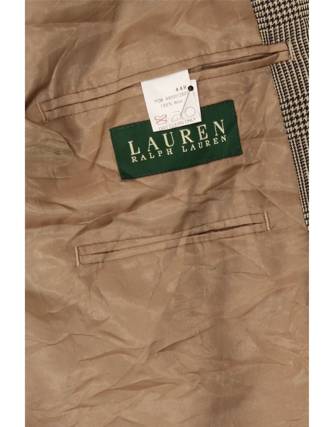 Polo Ralph Lauren Veste blazer à 2 boutons pour homme UK 44 2XL Beige pied-de-poule
