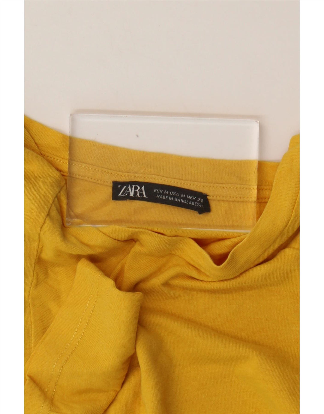 Zara Womens Crop Blouse Top UK 14 Jaune Moyen