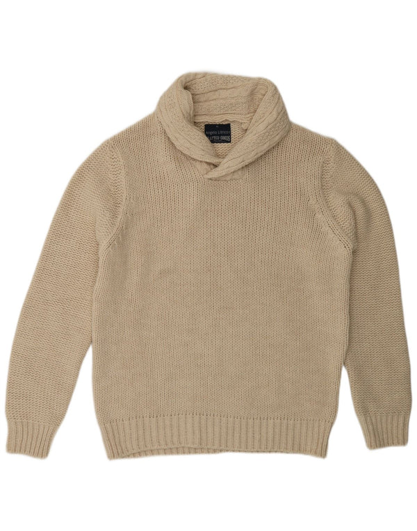 Angelo Litrico Pull Col Châle Homme XL Beige Acrylique