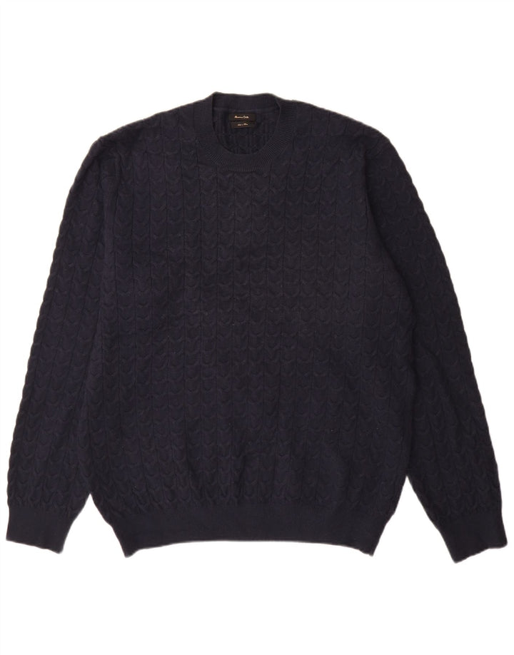 Massimo Dutti Pull col rond homme XL bleu marine viscose