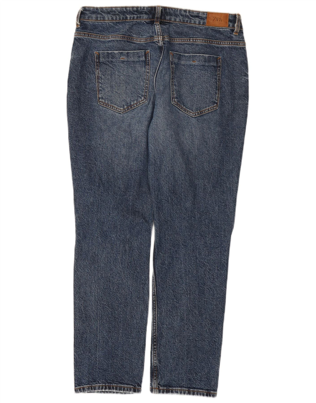 Zara Jean droit vieilli pour femme EU 40 Medium W30 L28 Bleu Coton