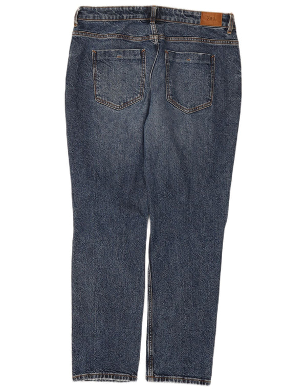 Zara Jean droit vieilli pour femme EU 40 Medium W30 L28 Bleu Coton