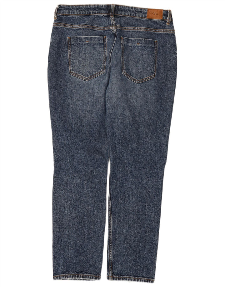 Zara Jean droit vieilli pour femme EU 40 Medium W30 L28 Bleu Coton