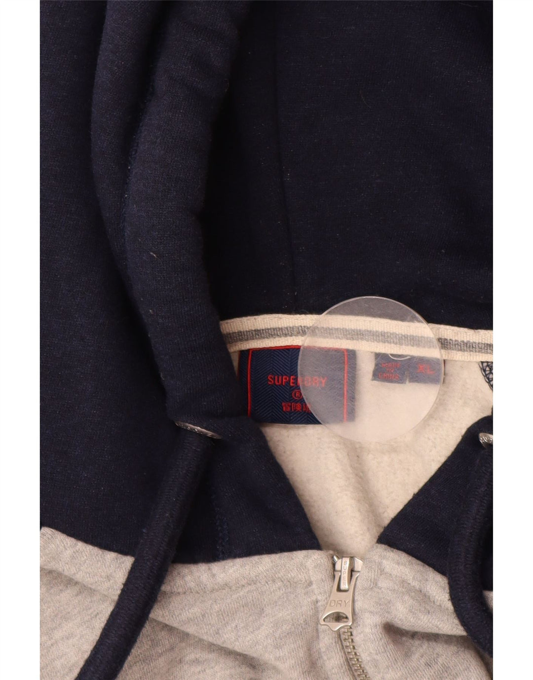 SUPERDRY Pull à capuche zippé pour homme XL Gris Colorblock Coton