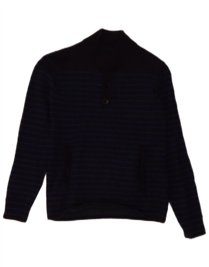 Reiss Pull à col boutonné pour femme UK 12 Bleu marine moyen rayé