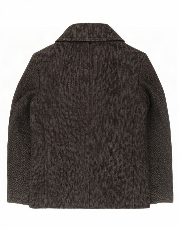 Superdry Caban Homme UK 40 Large Laine à Chevrons Gris