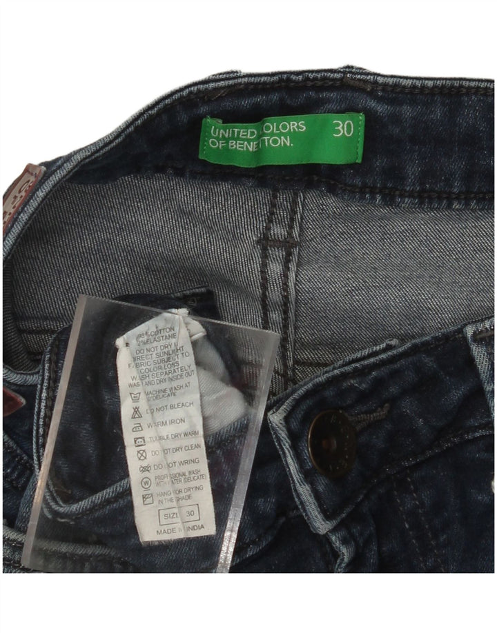 BENETTON Jean Slim Fuselé Femme W30 L30 Bleu Coton