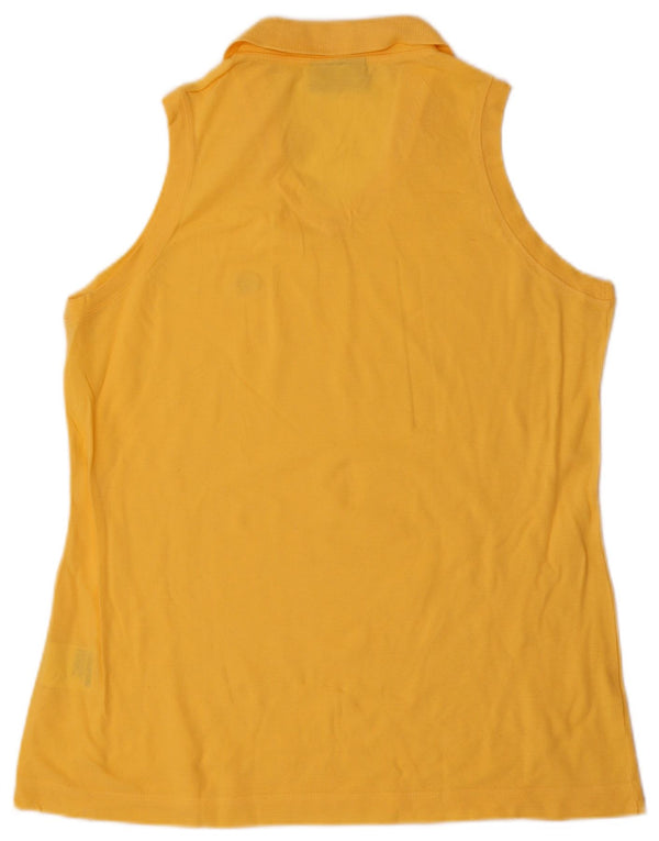 Sergio Tacchini Womens Sleeveless Polo Shirt UK 16 Large Yellow Cotton