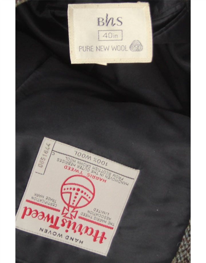 Bhs Hommes Harris Tweed Blazer Veste UK 38 Gris Moyen Moucheté Laine Nouvelle