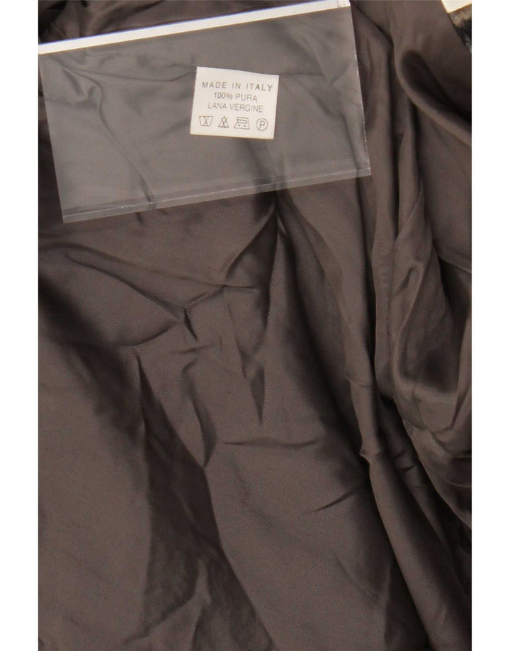 vintage Womens Overcoat UK 14 Medium Brown Plaid Virgin Wool