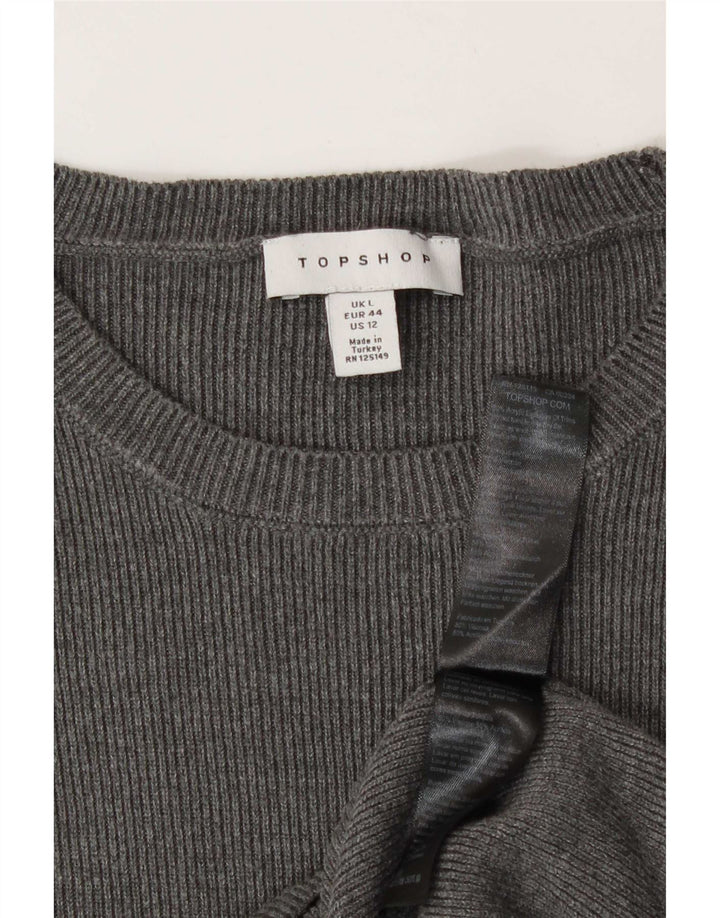 Topshop Femme Top Manches Longues UK 46 Grand Gris Acrylique
