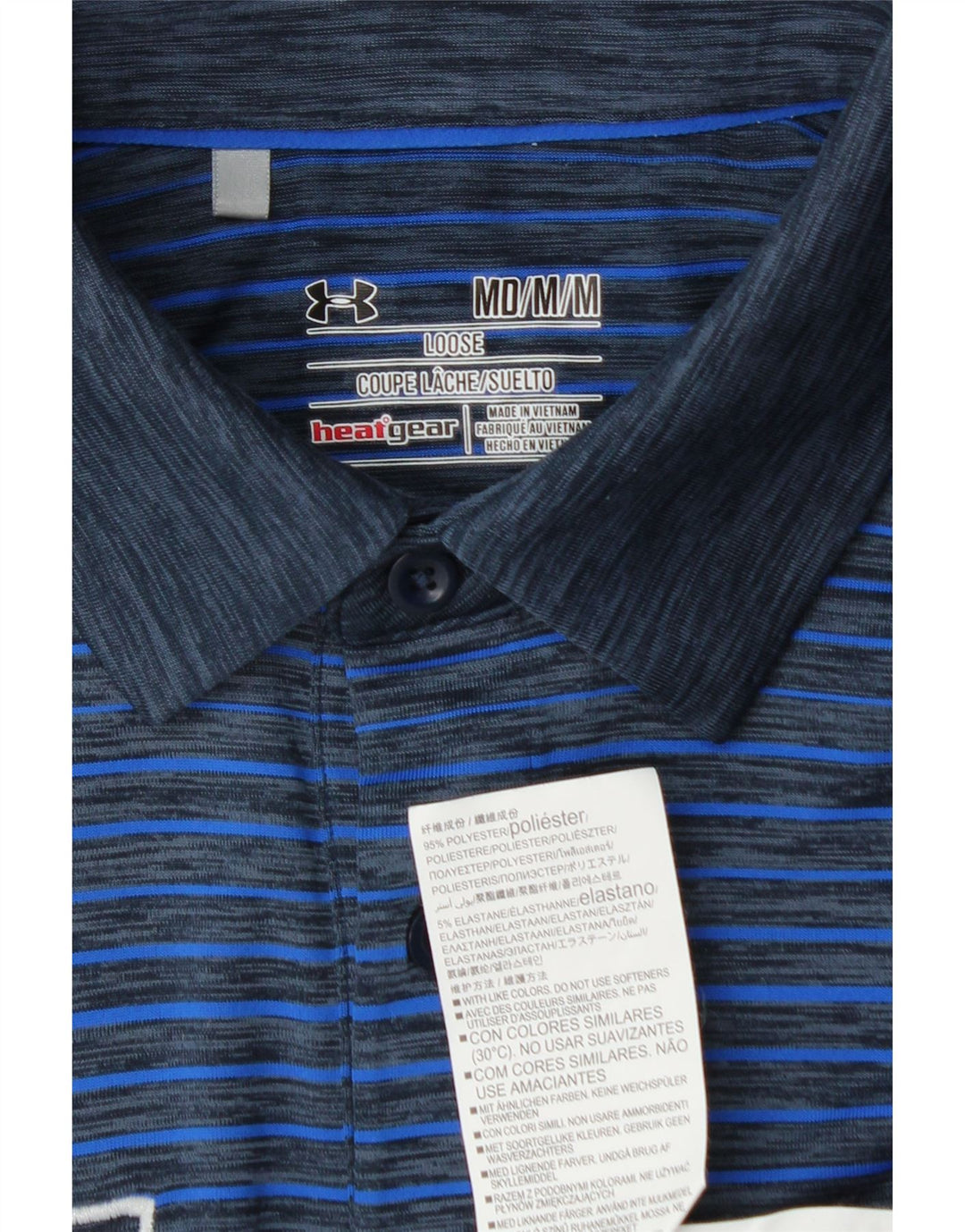 UNDER ARMOUR Polo Heat Gear Graphic Homme Bleu Moyen Rayé