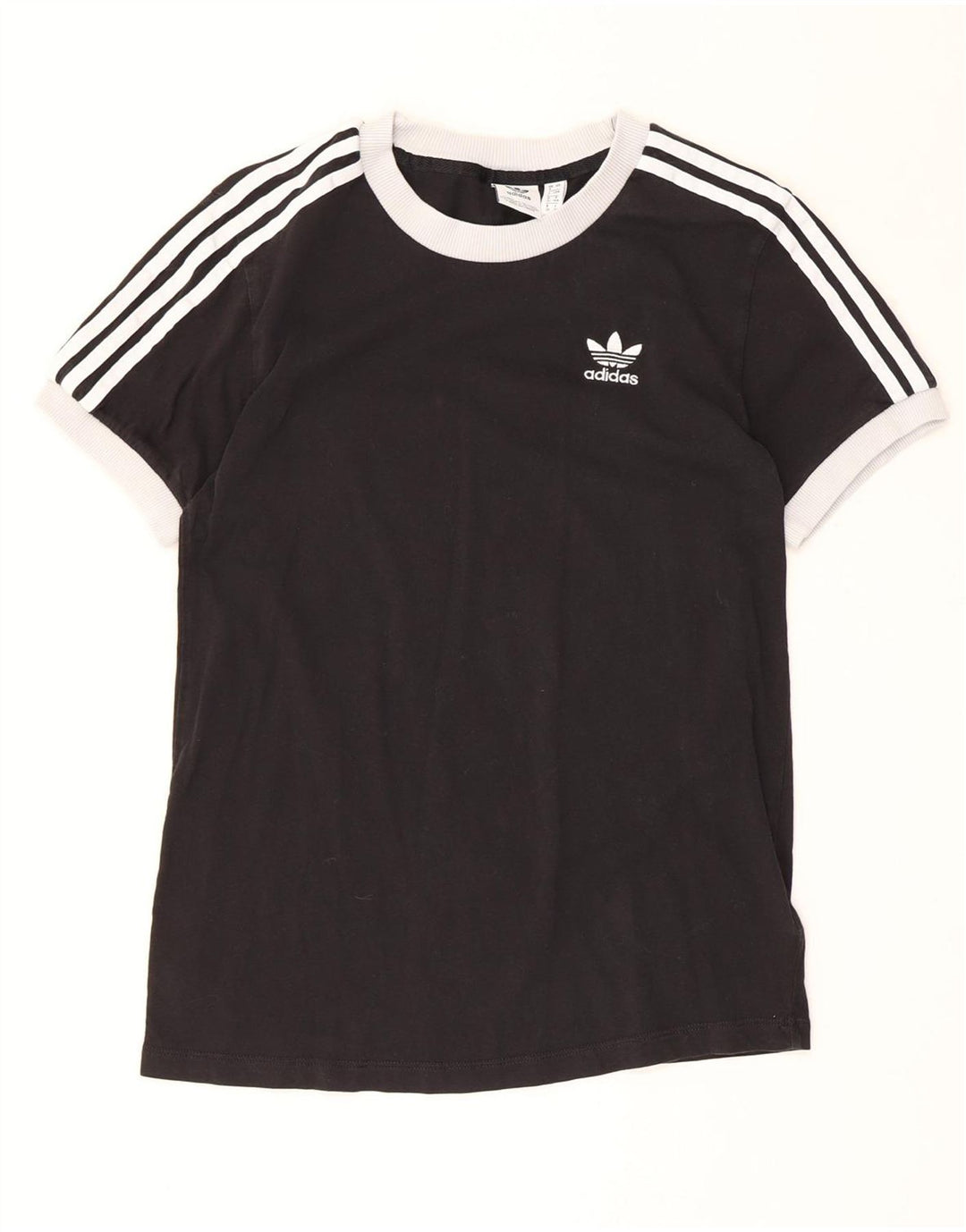 ADIDAS T-Shirt Femme UK 4 XS Noir Coton