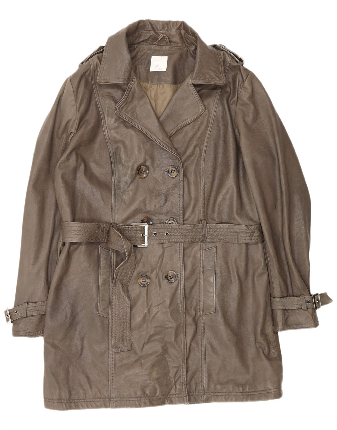 ALBA MODA Manteau en cuir militaire pour femme UK 20 2XL Cuir marron