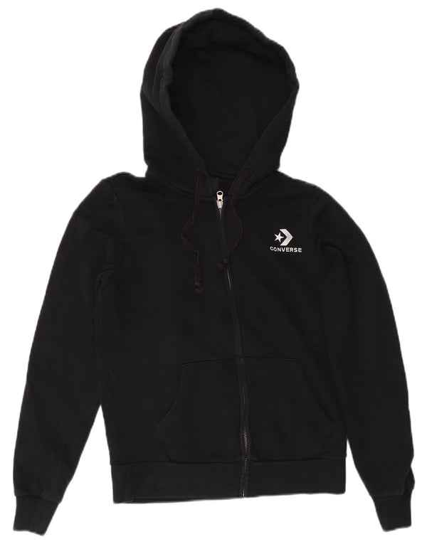 Converse Pull à capuche zippé pour femme UK 6 XS Coton noir